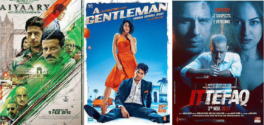 Aiyaary vs Ittefaq vs A Gentleman Box Office Comparison